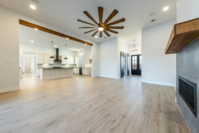 Living room, Farmhouse Hill Country Retreat (RenovatePros project)