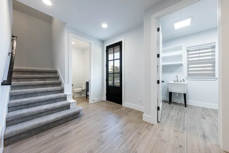Stairs, Farmhouse Hill Country Retreat (RenovatePros project)